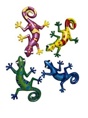 Lizard Gecko Hanging Wall Art Decor Set of 4